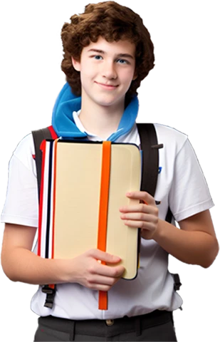 ученик с учебниками